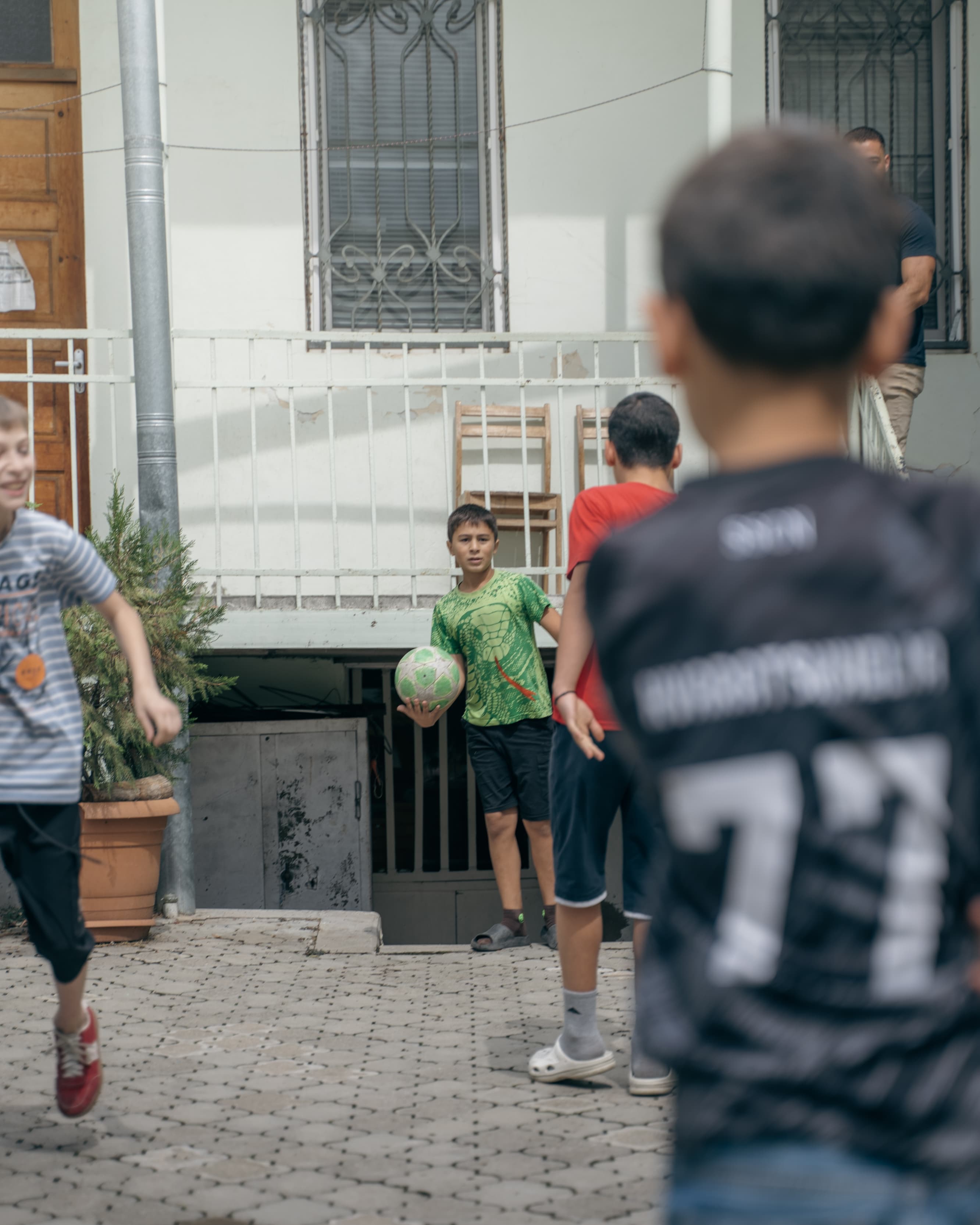 Kids playing soccer in Gori, Georgia